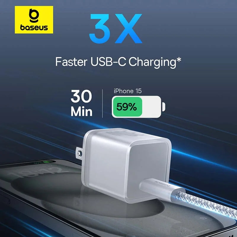 Baseus GaN5S Fast Charger 1C 30W US Moon White