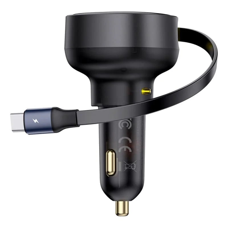 Cargador de Carro Baseus Enjoyment Pro Car Charger C Retractable 60W Negro