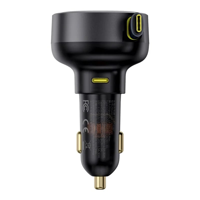 Cargador de Carro Baseus Enjoyment Pro Car Charger C Retractable 60W Negro