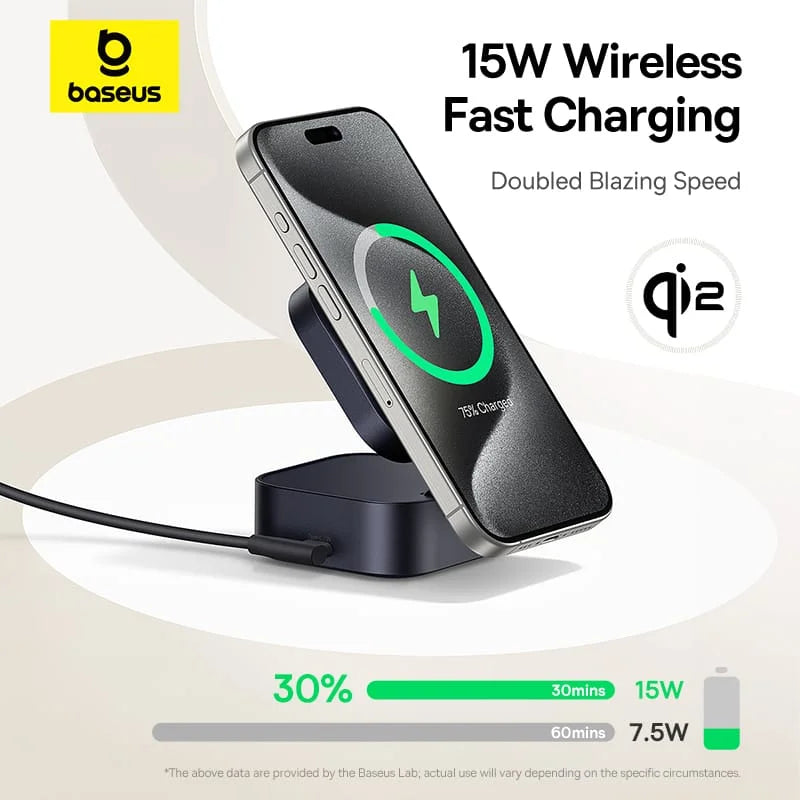 Baseus Pico Go Series 2-in-1 Magnetic Wireless Charger Qi2 67W Cosmic Black